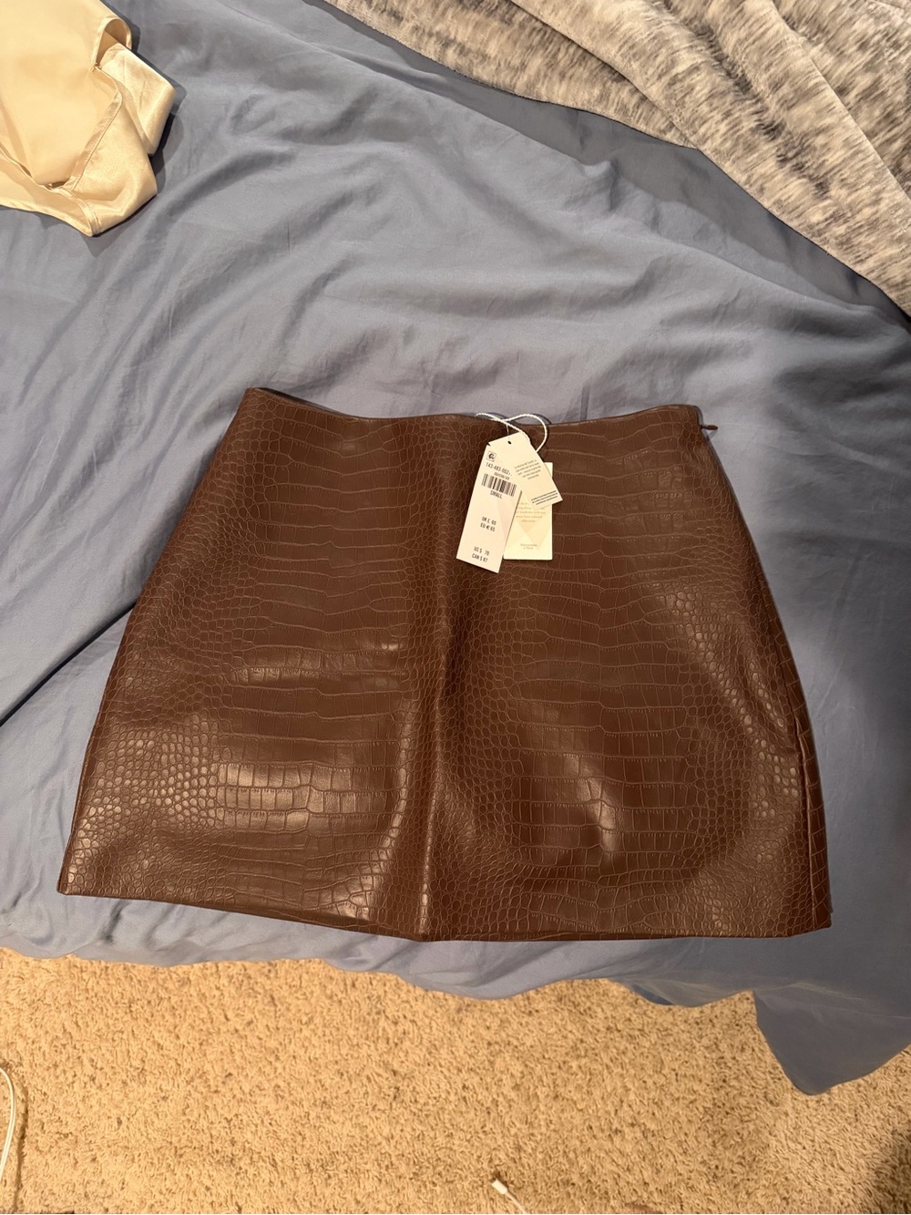 Abercrombie & Fitch Brown Faux Croc Mini Skirt